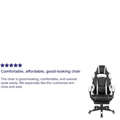 Flash Furniture X40 Gaming Chair With Fully Reclining Back And Arms, White/Black