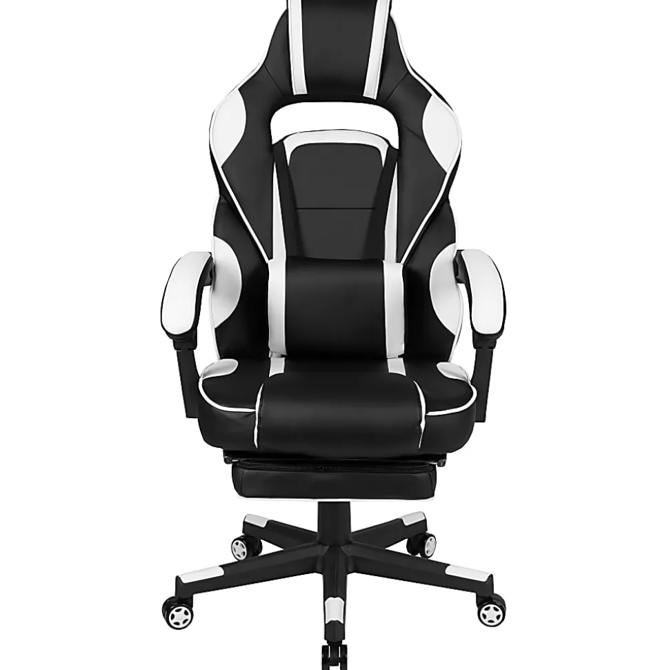 Flash Furniture X40 Gaming Chair With Fully Reclining Back And Arms, White/Black