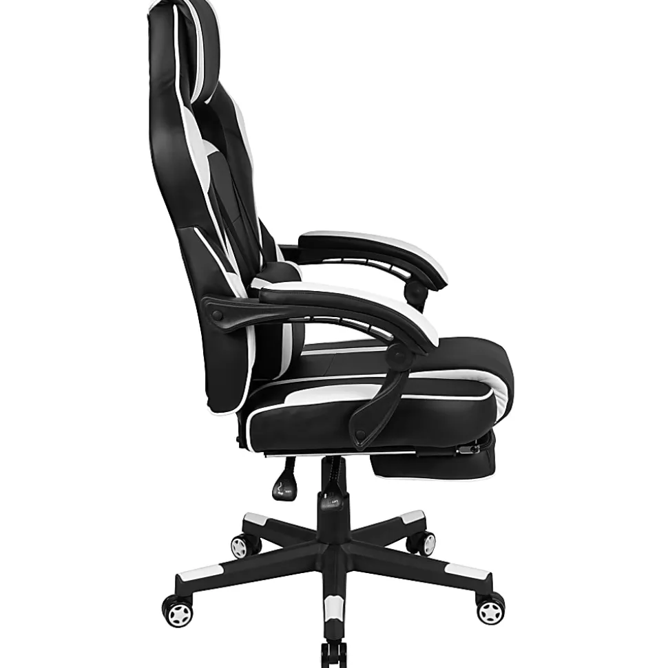 Flash Furniture X40 Gaming Chair With Fully Reclining Back And Arms, White/Black