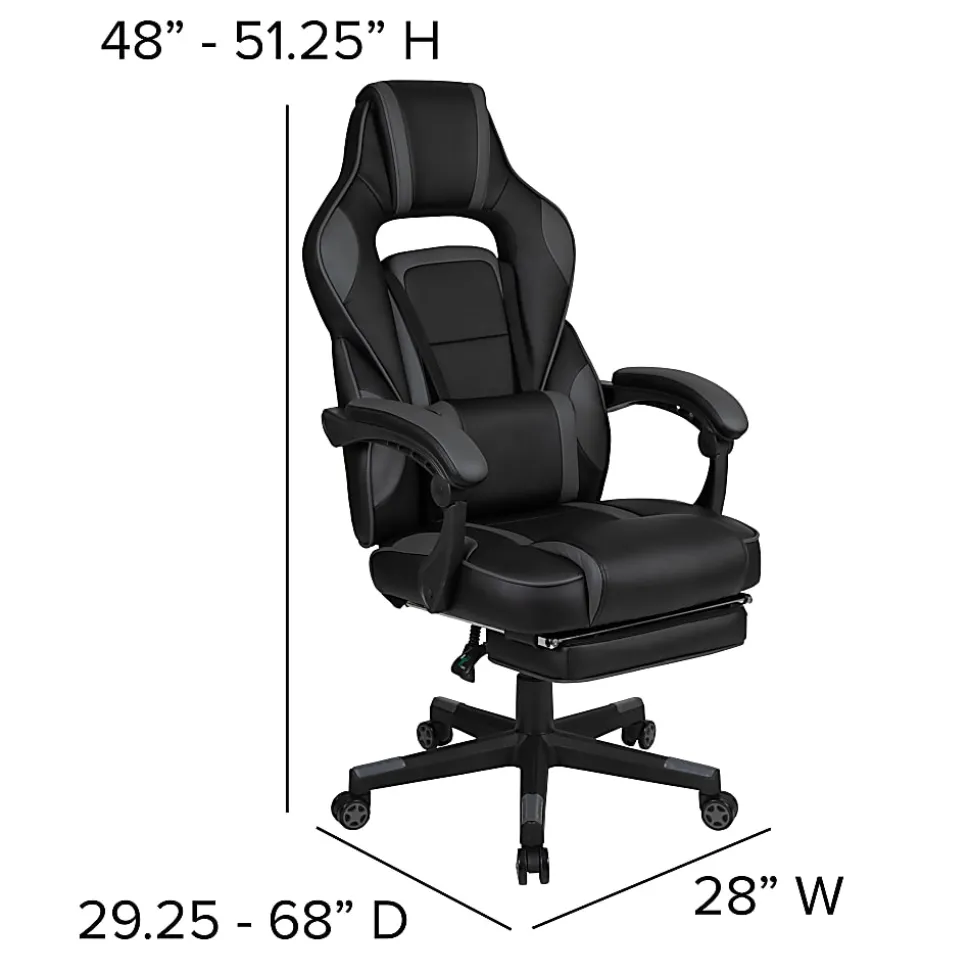 Flash Furniture X40 Gaming Chair With Fully Reclining Back And Arms, Black/Gray