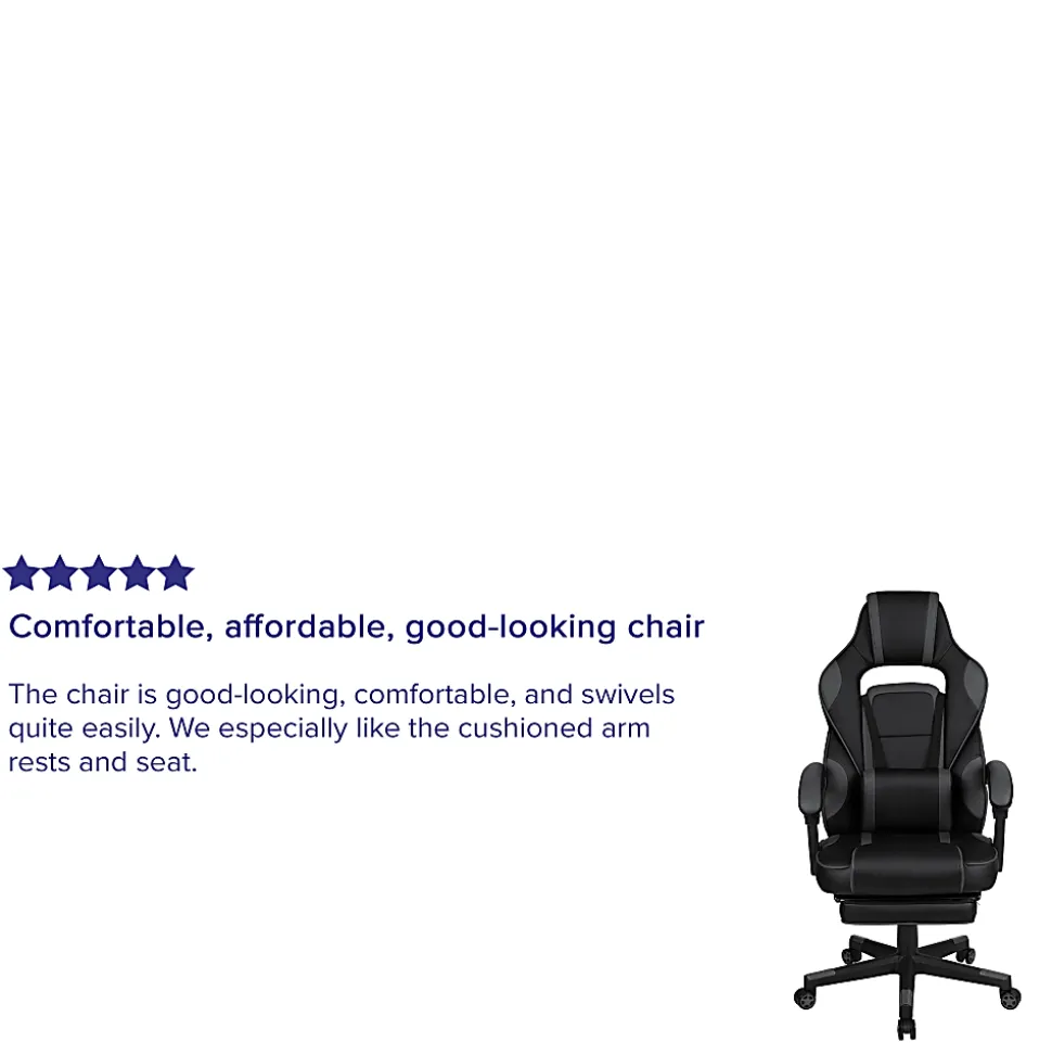 Flash Furniture X40 Gaming Chair With Fully Reclining Back And Arms, Black/Gray