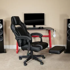 Flash Furniture X40 Gaming Chair With Fully Reclining Back And Arms, Black/Gray