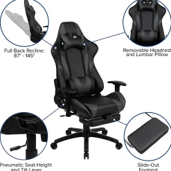 Flash Furniture X30 LeatherSoft Gaming Racing Chair, Gray/Black