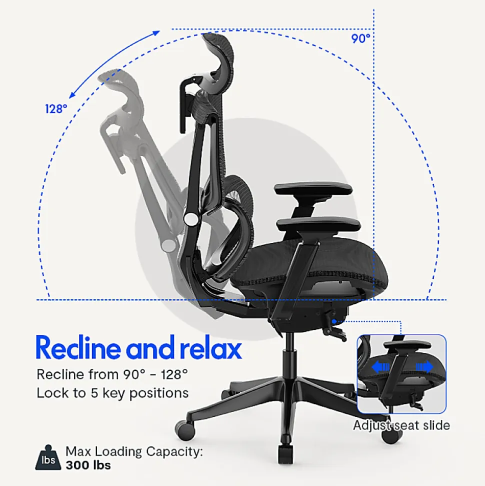 FlexiSpot C7 Ergonomic Mesh High-Back Office Chair, Black, C7BMESH