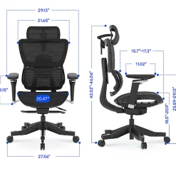 FlexiSpot C7 MAX Ergonomic Mesh Office Chair, Foam Seat in Black color