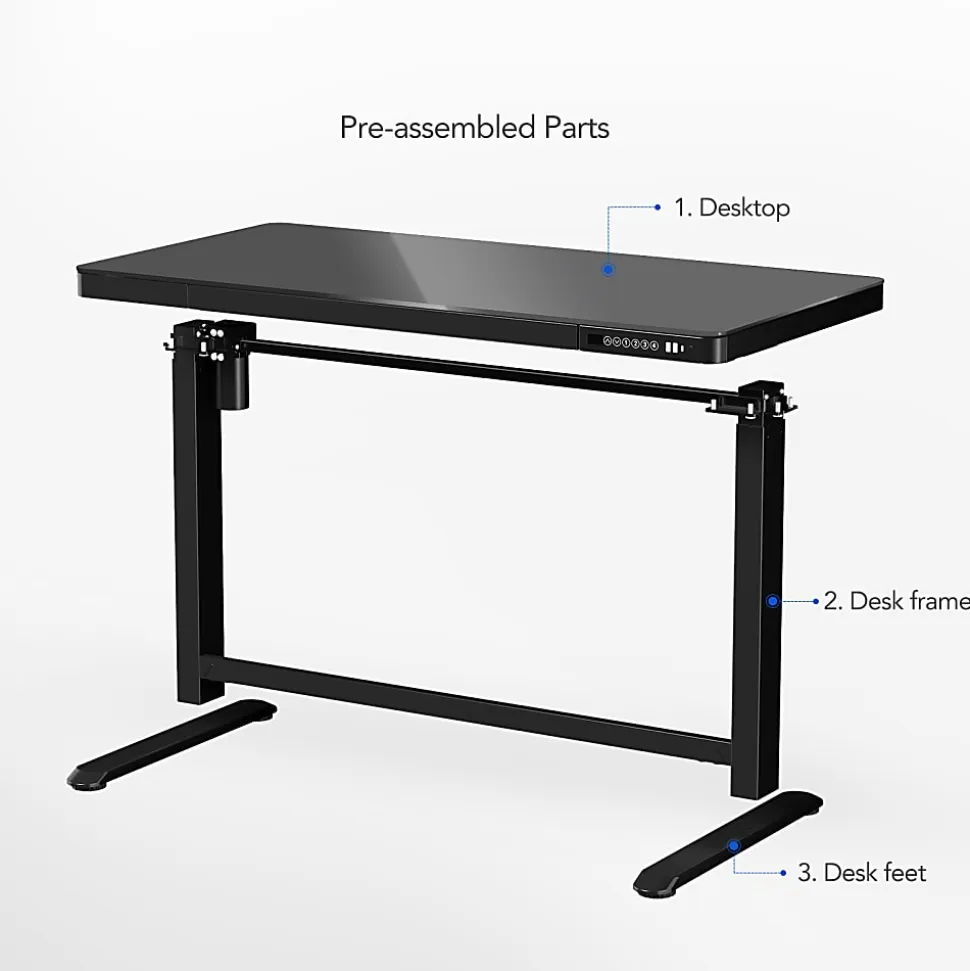FlexiSpot Comhar Electric 48"W Height Adjustable Desk, Black