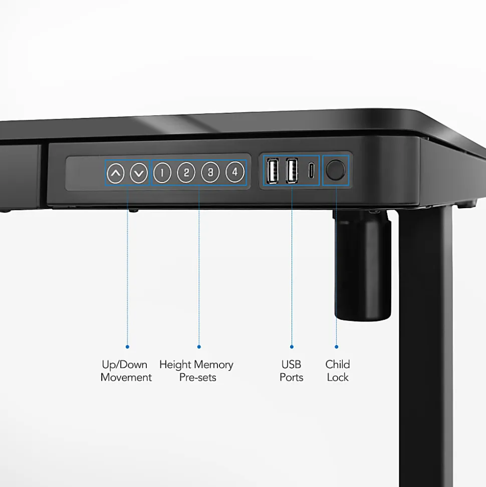 FlexiSpot Comhar Electric 48"W Height Adjustable Desk, Black