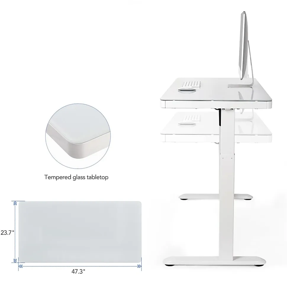 FlexiSpot Comhar Electric 48"W Height-Adjustable Staanding Desk, White