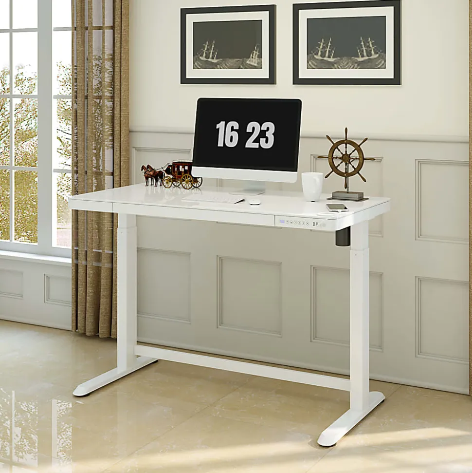 FlexiSpot Comhar Electric 48"W Height-Adjustable Staanding Desk, White
