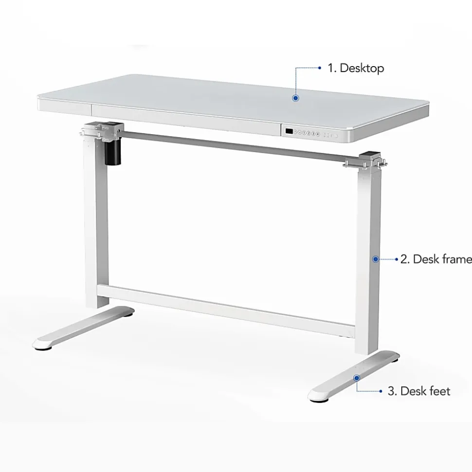 FlexiSpot Comhar Electric 48"W Height-Adjustable Staanding Desk, White