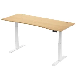 FlexiSpot E7 Electric 72"W Height-Adjustable Standing Desk, Bamboo/White