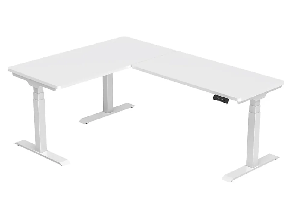 FlexiSpot E7L 76"W L-Shaped Electric Height-Adjustable Standing Desk, White