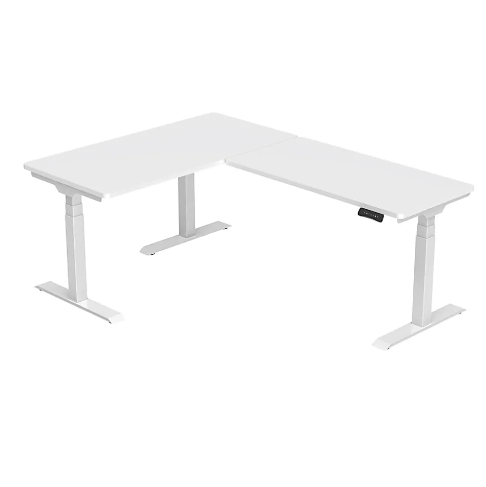 FlexiSpot E7L 76"W L-Shaped Electric Height-Adjustable Standing Desk, White