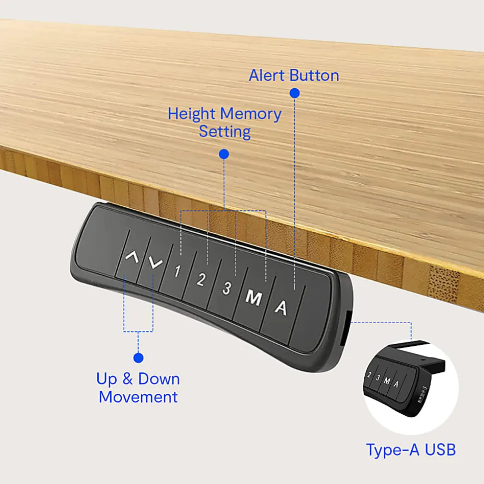 FlexiSpot E7L 76"W L-Shaped Electric Height-Adjustable Standing Desk, Bamboo/Black