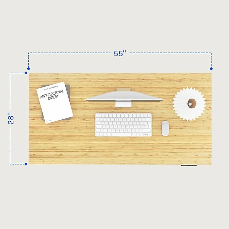 FlexiSpot E7L 76"W L-Shaped Electric Height-Adjustable Standing Desk, Bamboo/White