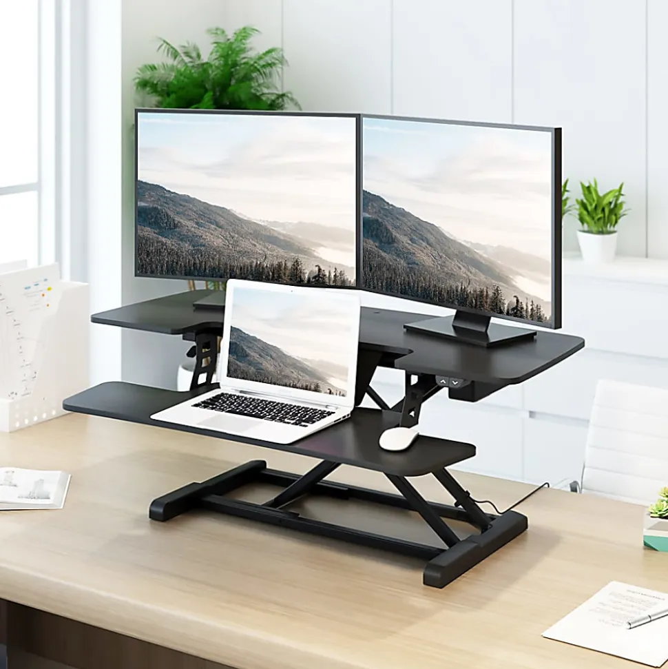 FlexiSpot EM7L 40"W Motorized Sit-Stand Desk Converter, Black