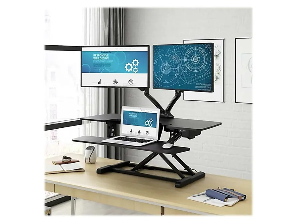 FlexiSpot EM7L 40"W Motorized Sit-Stand Desk Converter, Black