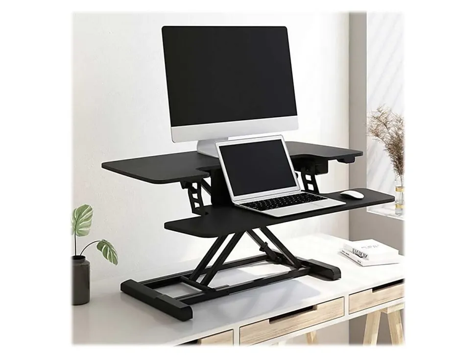 FlexiSpot EM7L 40"W Motorized Sit-Stand Desk Converter, Black