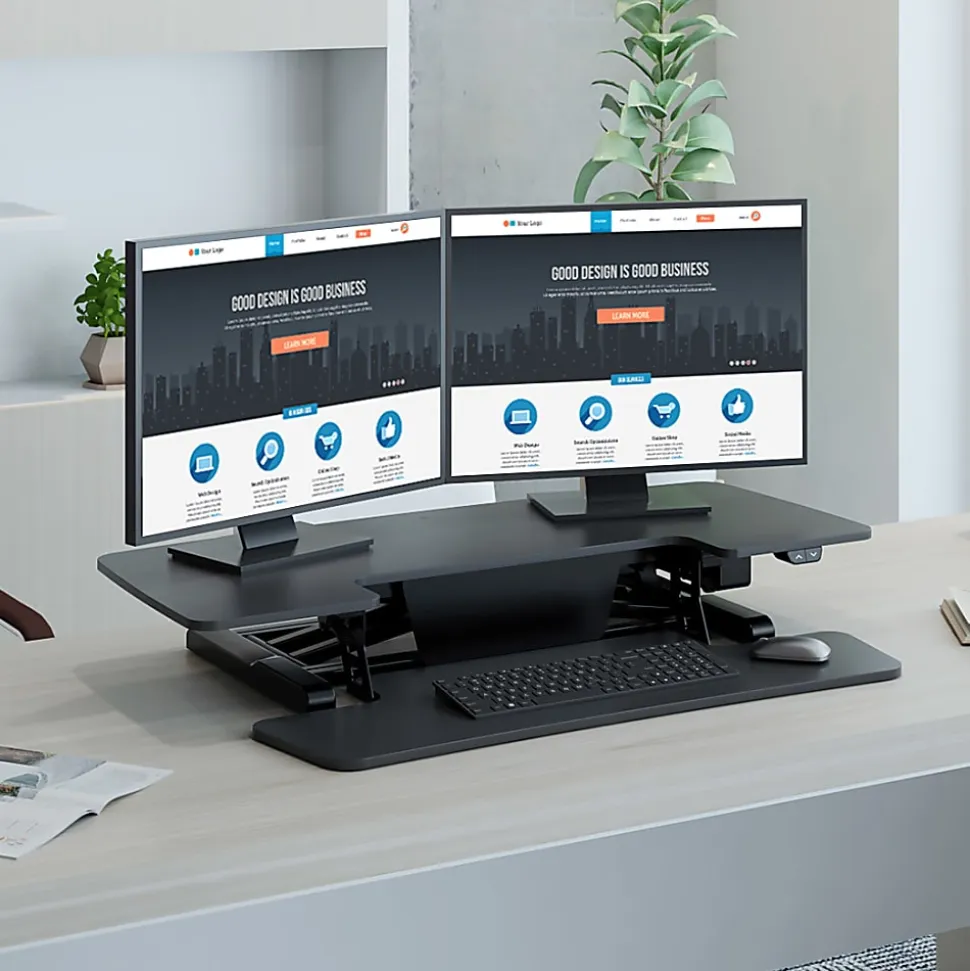 FlexiSpot EM7L 40"W Motorized Sit-Stand Desk Converter, Black