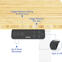 FlexiSpot E7 Pro Electric 72”W Adjustable Height Standing Desk, White/Bamboo