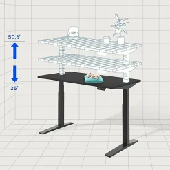 FlexiSpot E7 Pro Electric 55”W Adjustable Height Standing Desk, Black