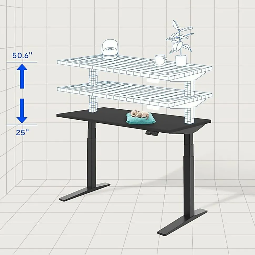 FlexiSpot E7 Pro Electric 55”W Adjustable Height Standing Desk, Black