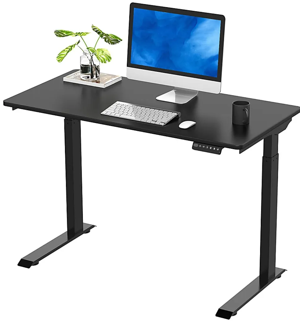 FlexiSpot E9 Quick-Install Metal Electric 48"W Height-Adjustable Standing Desk, Black