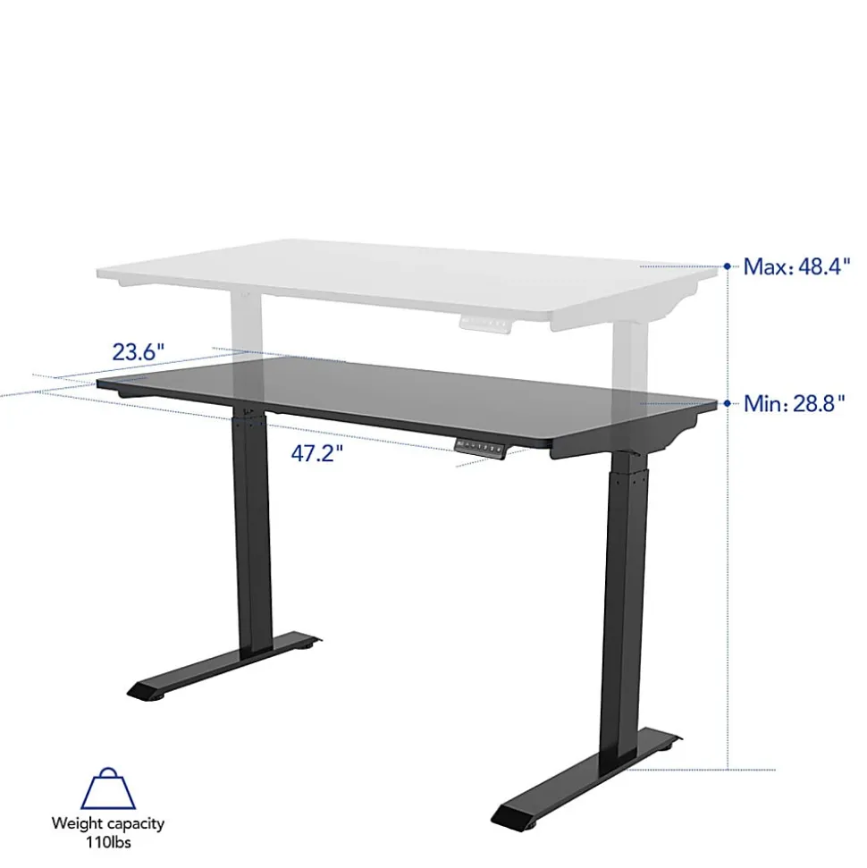FlexiSpot E9 Quick-Install Metal Electric 48"W Height-Adjustable Standing Desk, Black