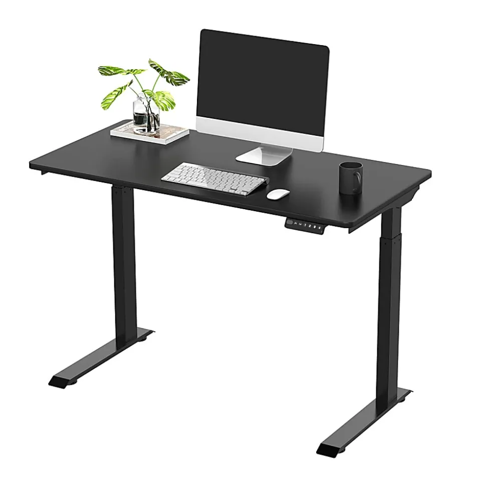 FlexiSpot E9 Quick-Install Metal Electric 48"W Height-Adjustable Standing Desk, Black