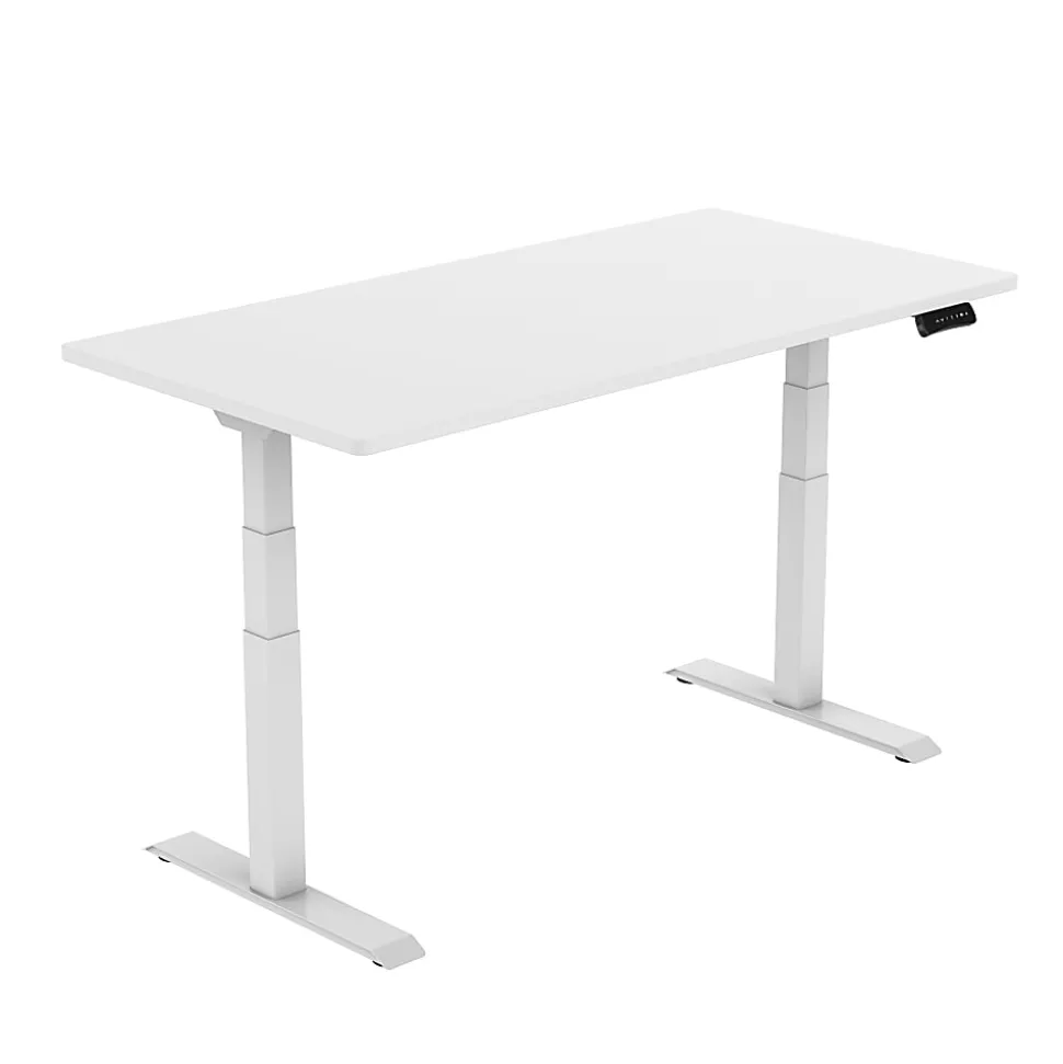FlexiSpot E7 55"W Height-Adjustable Standing Desk, White