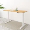 FlexiSpot E7 55"W Height-Adjustable Standing Desk, Bamboo/White
