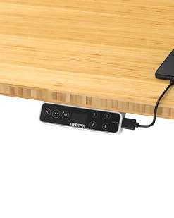 FlexiSpot E7 55"W Height-Adjustable Standing Desk, Bamboo/White