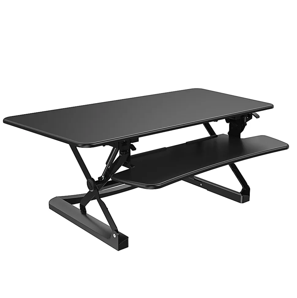 FlexiSpot Height-Adjustable Standing Desk Riser With Removable Keyboard Tray, 19-3/4"H x 47"W x 23"D, Black