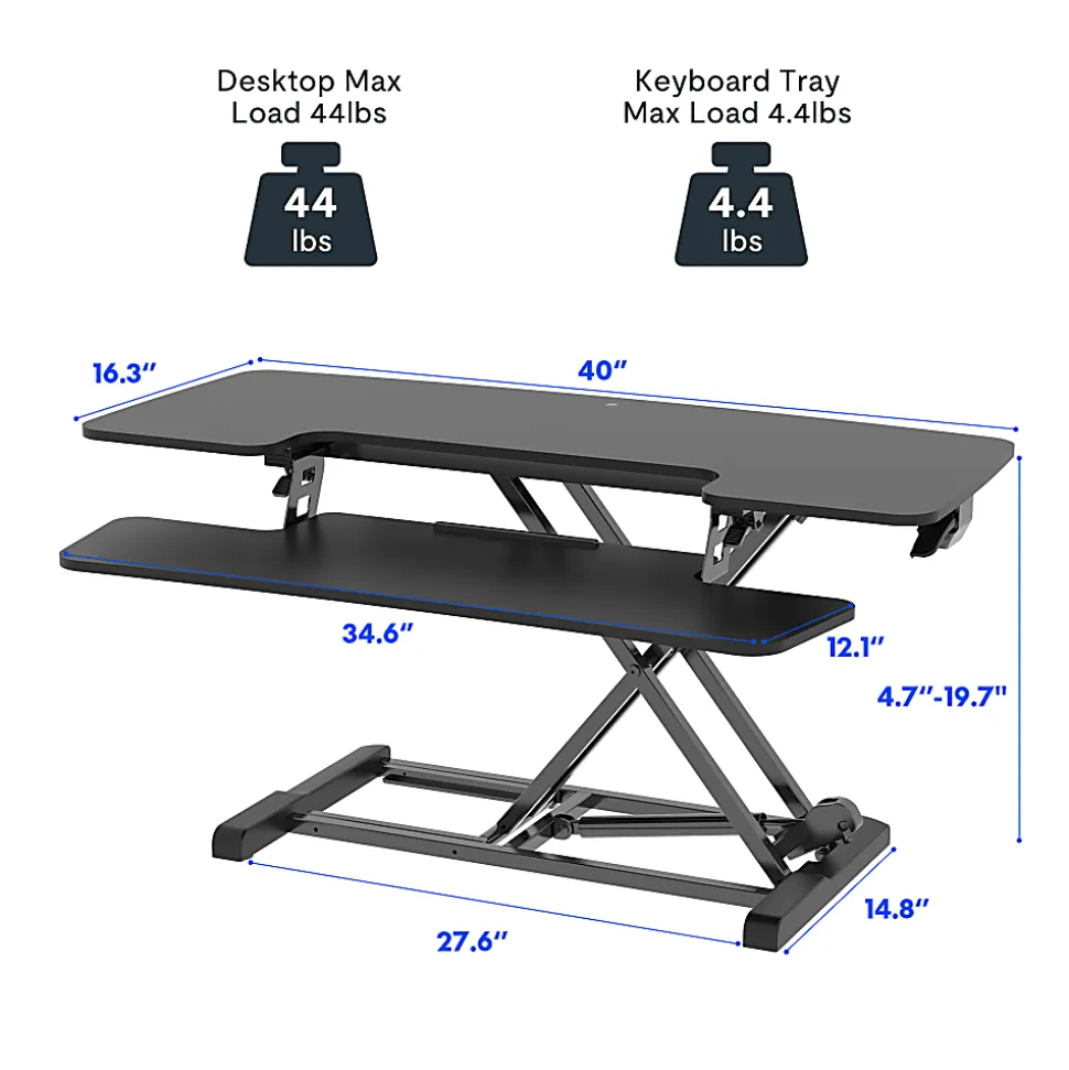 FlexiSpot M7-E-40B Desk Riser, 40" W, Black