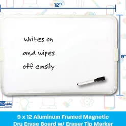 Flipside Products 2-Sided Magnetic Dry-Erase Boards With Pens, 12" x 9", White, Silver, Aluminum Frame, Pack Of 3 Boards