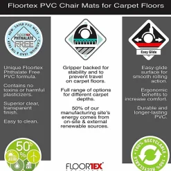 Floortex® Advantagemat® Phthalate Free Vinyl Rectangular Chair Mat for Carpets up to 1/4