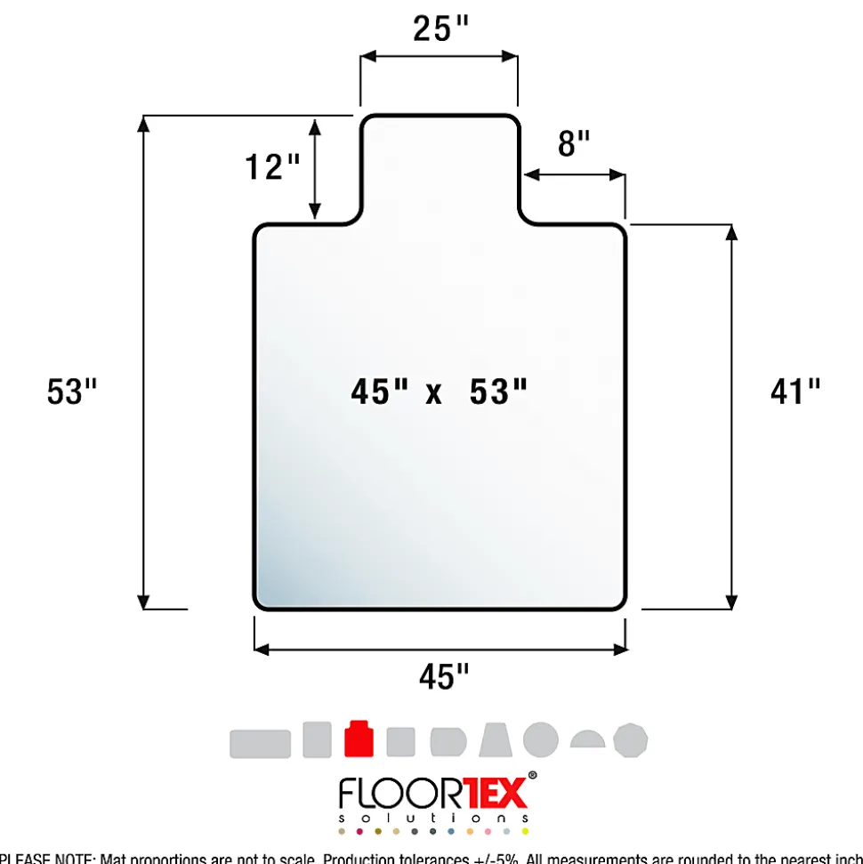 Floortex® Advantagemat® Vinyl-Lipped Chair Mat for Carpets up to 1/4", 45" x 53", Clear