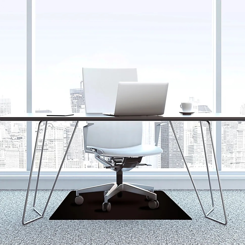 Floortex® Advantagemat® 48" x 60" Black Vinyl Rectangular Chair Mat for Carpets