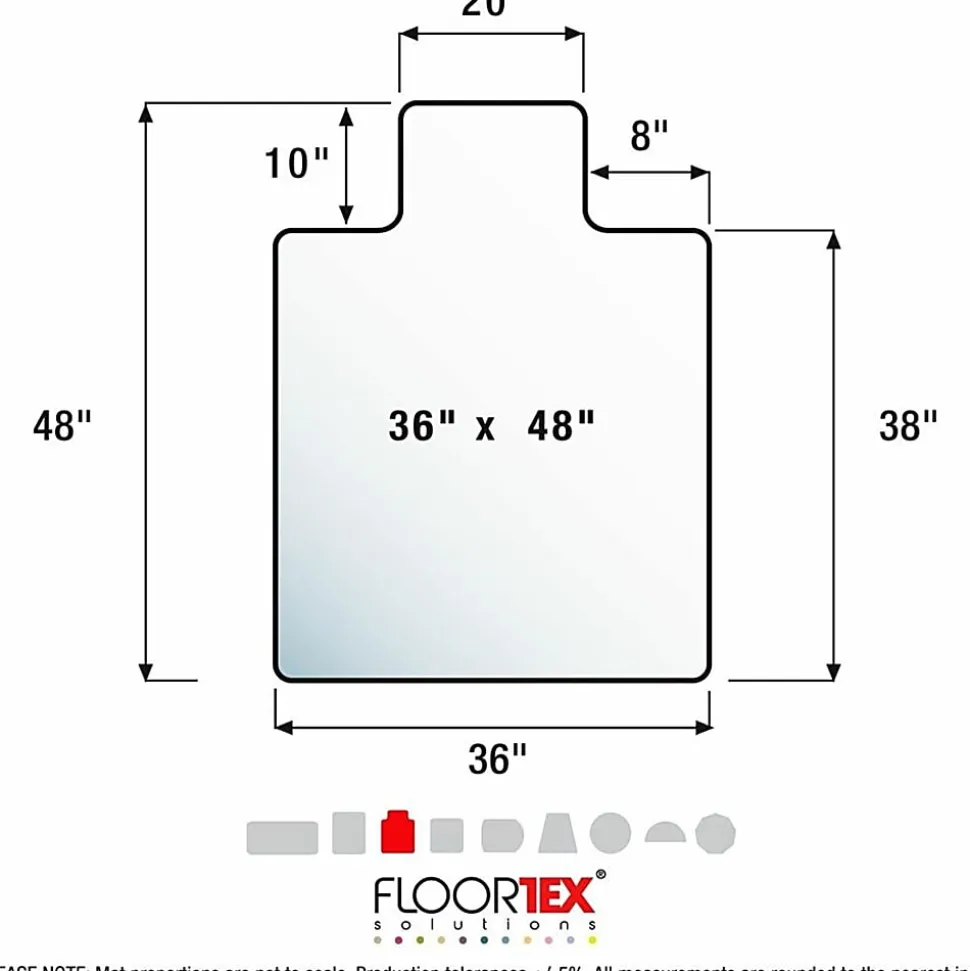 Floortex® Cleartex® Enhanced Polymer Lipped Chair Mat for Carpets up to 3/8", 36" x 48", Clear