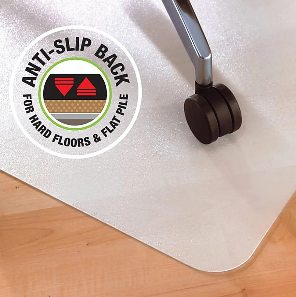 Floortex® Cleartex® Polypropylene Rectangular Anti-Slip Chair Mat, Hard Floors, 29" x 46", White