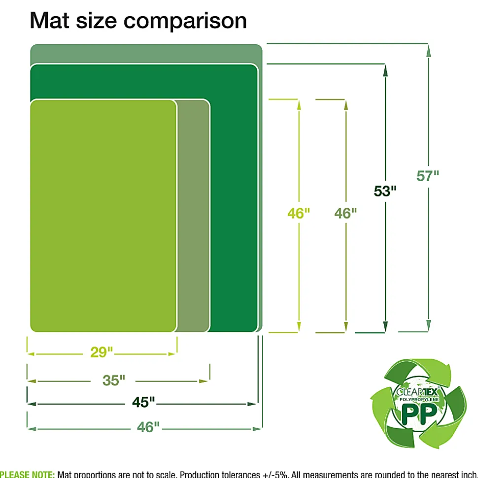 Floortex® Cleartex® Polypropylene Rectangular Anti-Slip Chair Mat, Hard Floors, 29" x 46", White