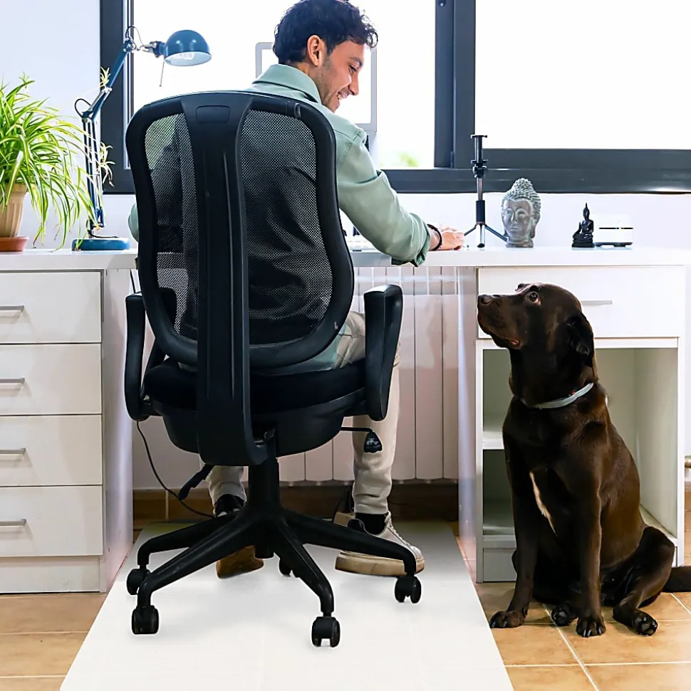 Floortex® Cleartex® Polypropylene Rectangular Anti-Slip Chair Mat, Hard Floors, 29" x 46", White