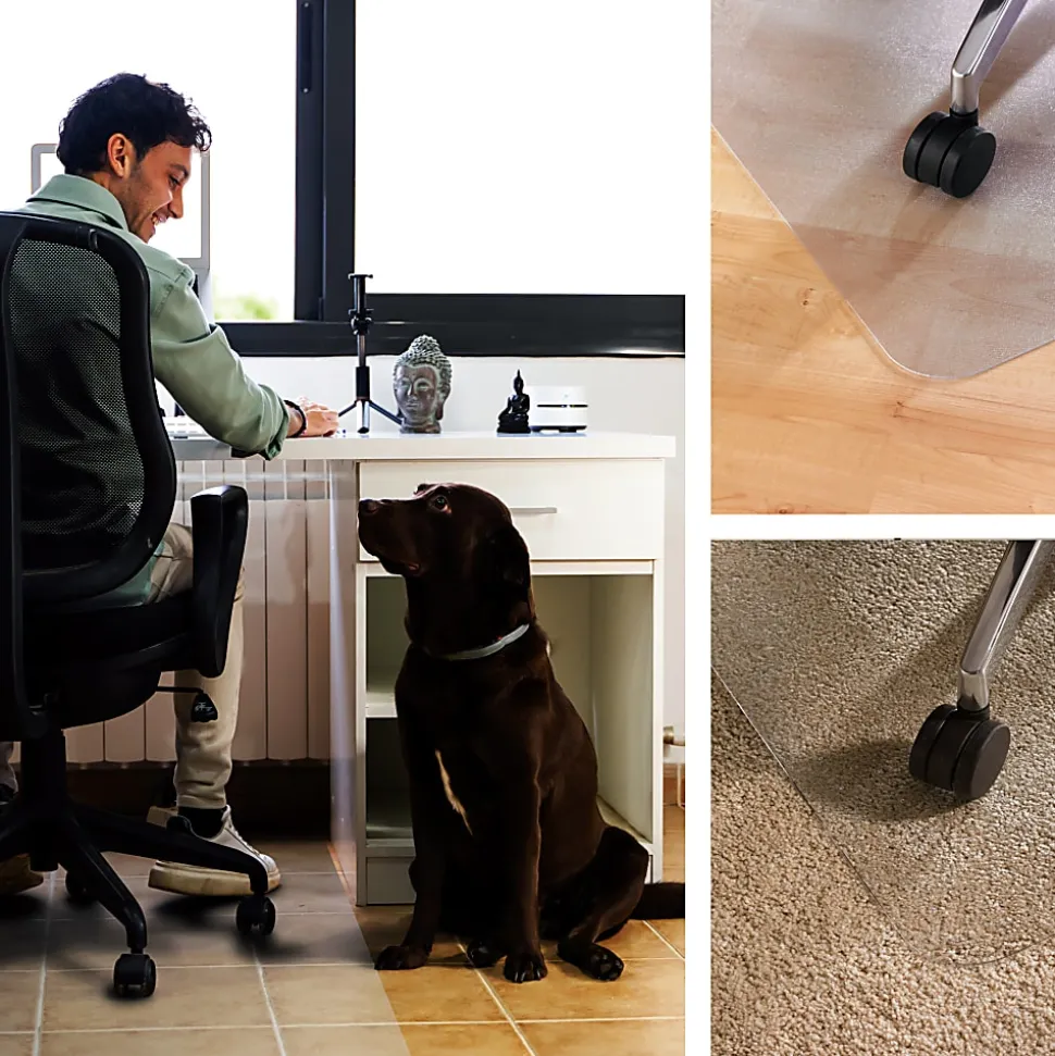 Floortex® Cleartex® Unomat® Anti-Slip Rectangular Polycarbonate Chair Mat Hard Floors and Carpet Tiles, 35" x 47", Clear