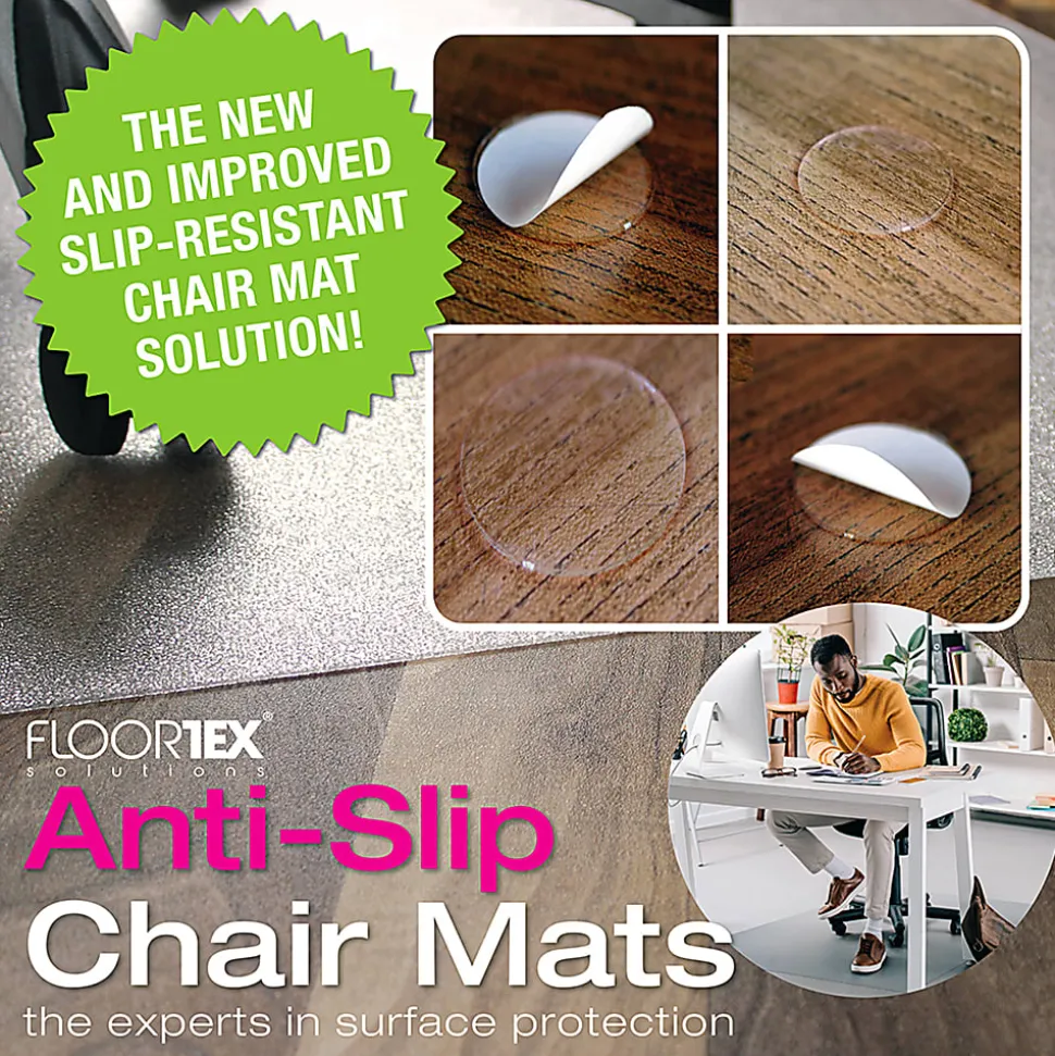 Floortex® Cleartex® Unomat® Anti-Slip Rectangular Polycarbonate Chair Mat Hard Floors and Carpet Tiles, 35" x 47", Clear