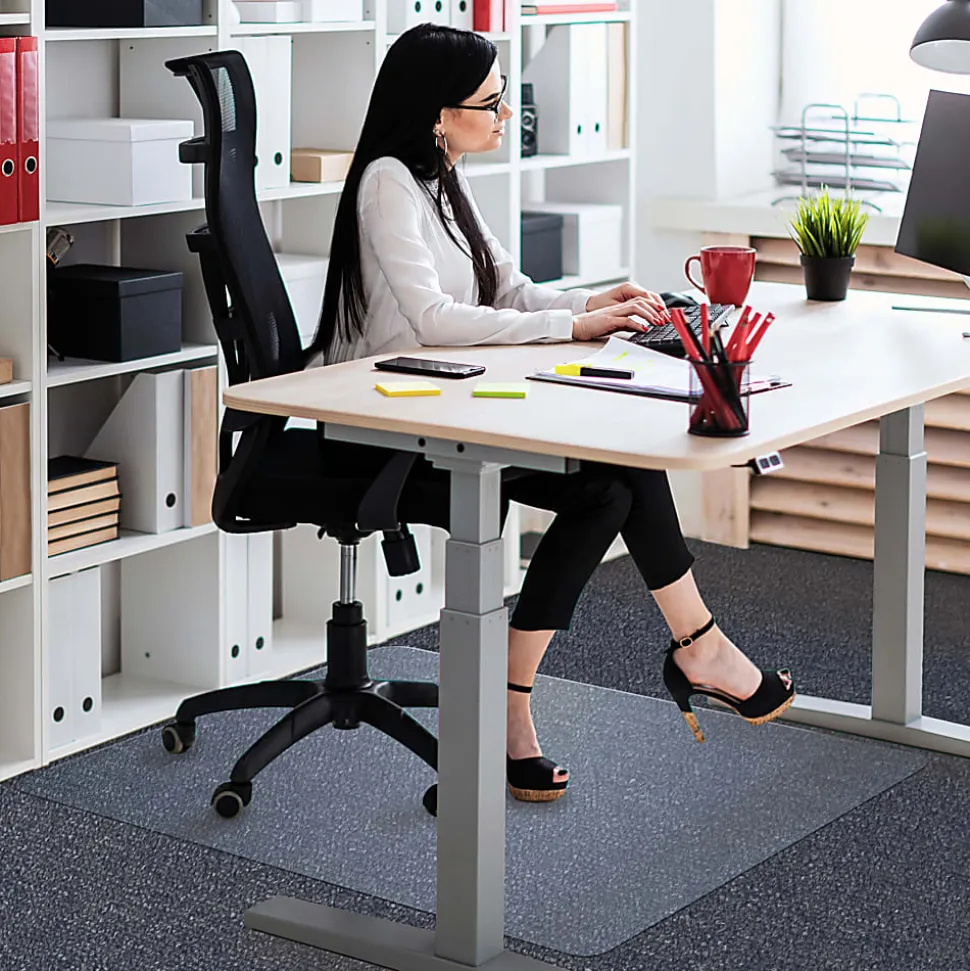 Floortex® Cleartex® Unomat® Anti-Slip Rectangular Polycarbonate Chair Mat Hard Floors and Carpet Tiles, 48" x 53", Clear