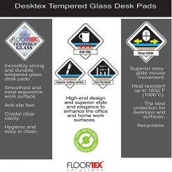 Floortex® Desktex® Glaciermat Glass Desk Pad, 20" x 36", Crystal Clear