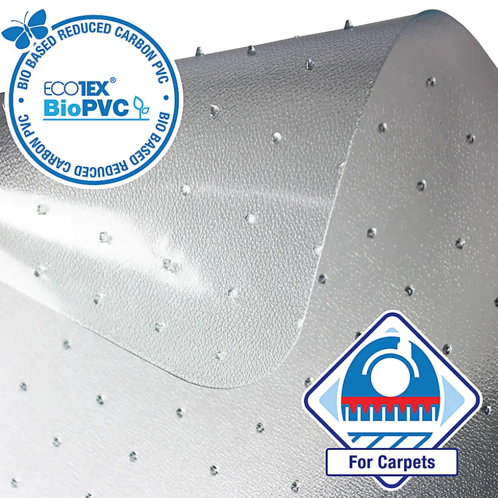 Floortex Ecotex BioPVC Chair Mat for Low Pile Carpets up to 1/4" Thick - 46" x 60", Clear