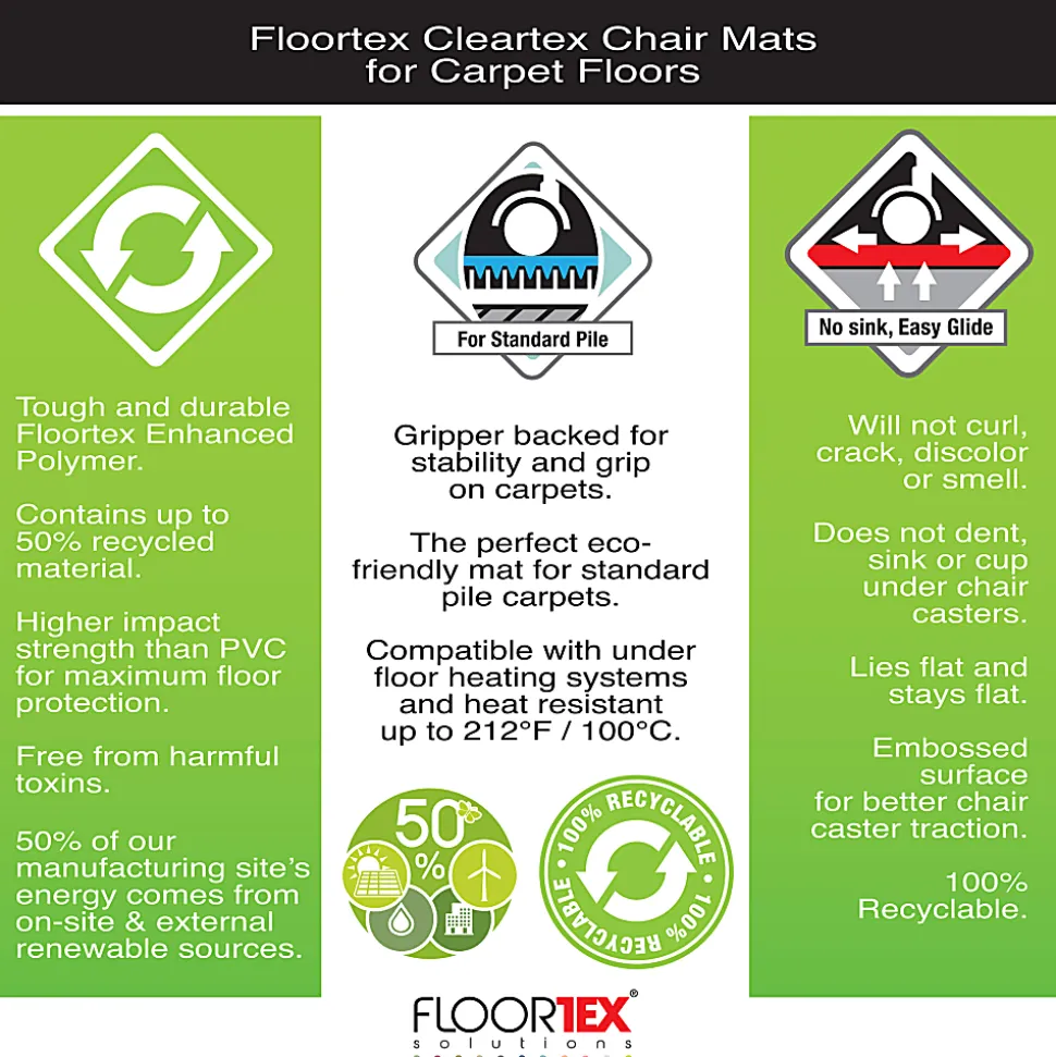 Floortex® Evolutionmat® 48" x 79" Enhanced Polymer Rectangular Chair Mat for Carpets