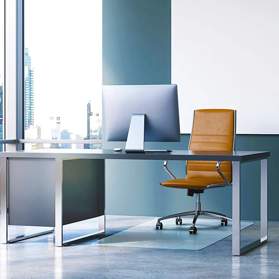 Floortex® Glaciermat® Heavy-Duty Glass Chair Mat For Hard Floors And Carpets, 36" x 42", Crystal Clear