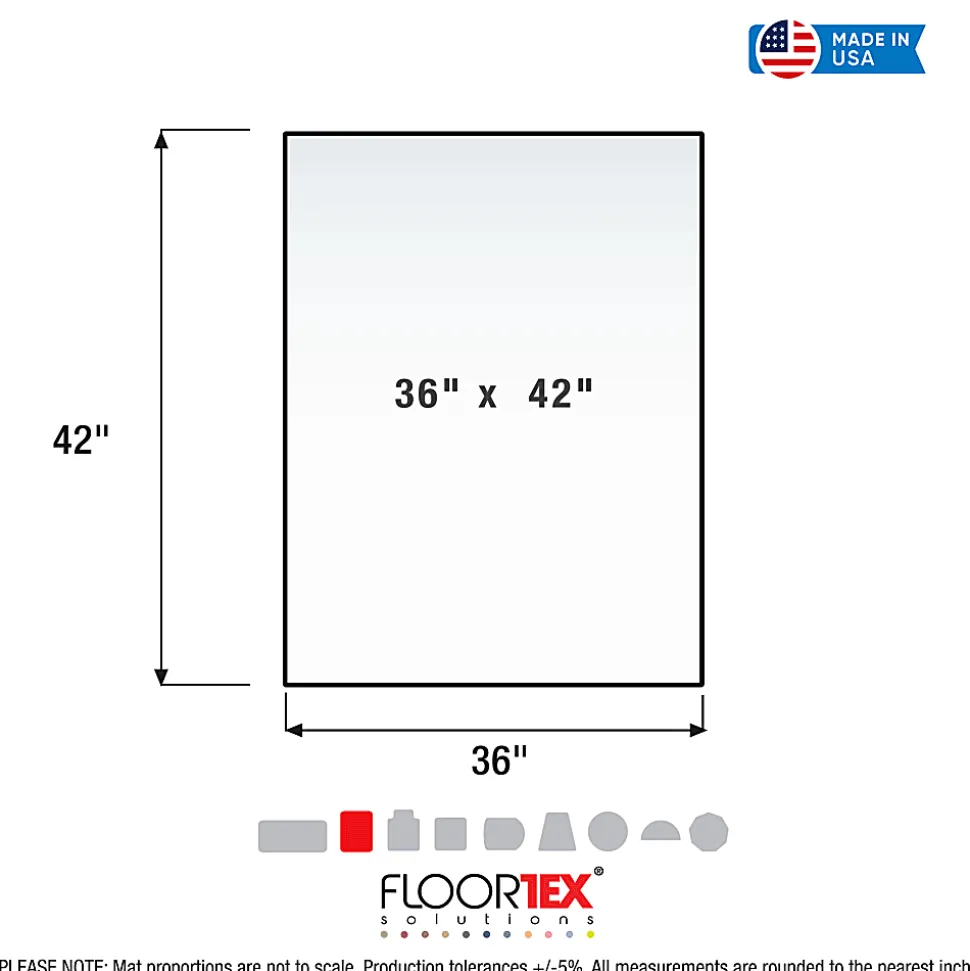 Floortex® Glaciermat® Heavy-Duty Glass Chair Mat For Hard Floors And Carpets, 36" x 42", Crystal Clear